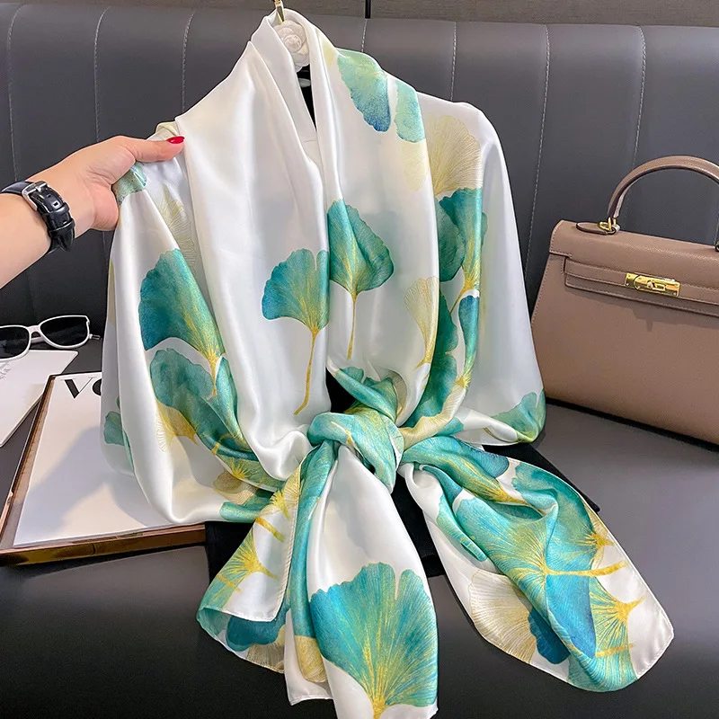 Wholesale Silk Feeling Shawls Muslim Hijabs Latest Design 90*180cm Elegant printed satin  Scarf for Women