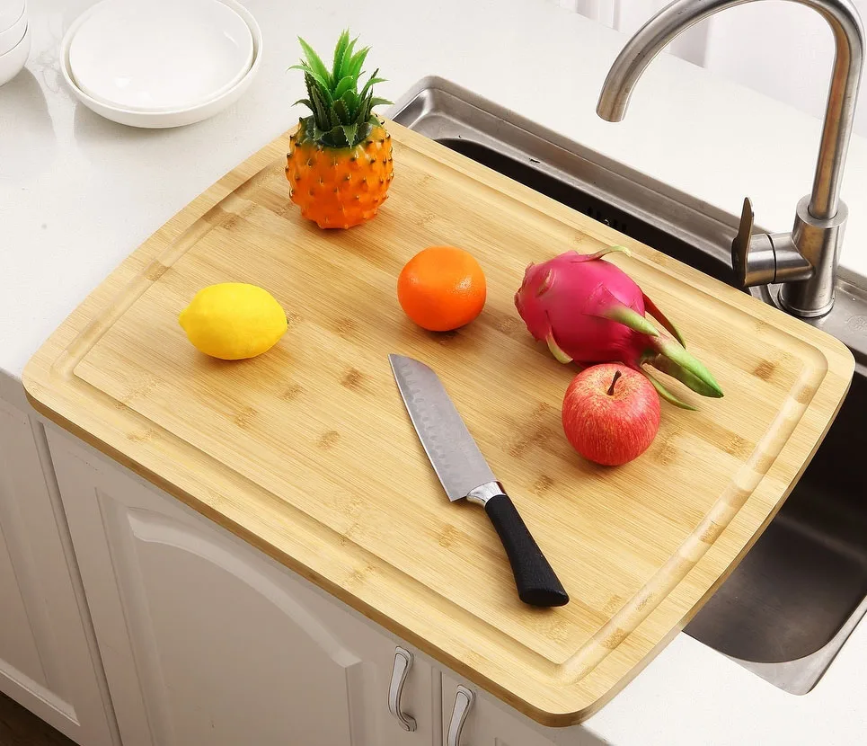 100% Organic Bamboo Cutting Board Eco-Friendly Kitchenware for Food Prep for Meat Vegetables Fruits Juice Groove Crackers Cheese