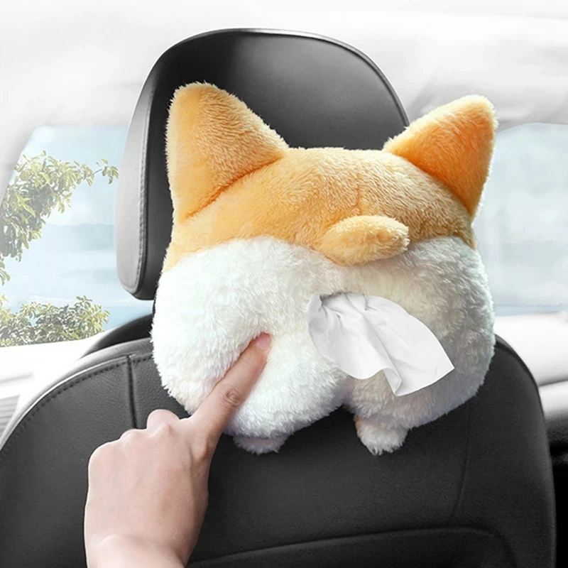 Corgi Butt Car Tissue Holder Sun Visor Napkin Box Vehicle Backseat Tissue Case Holder