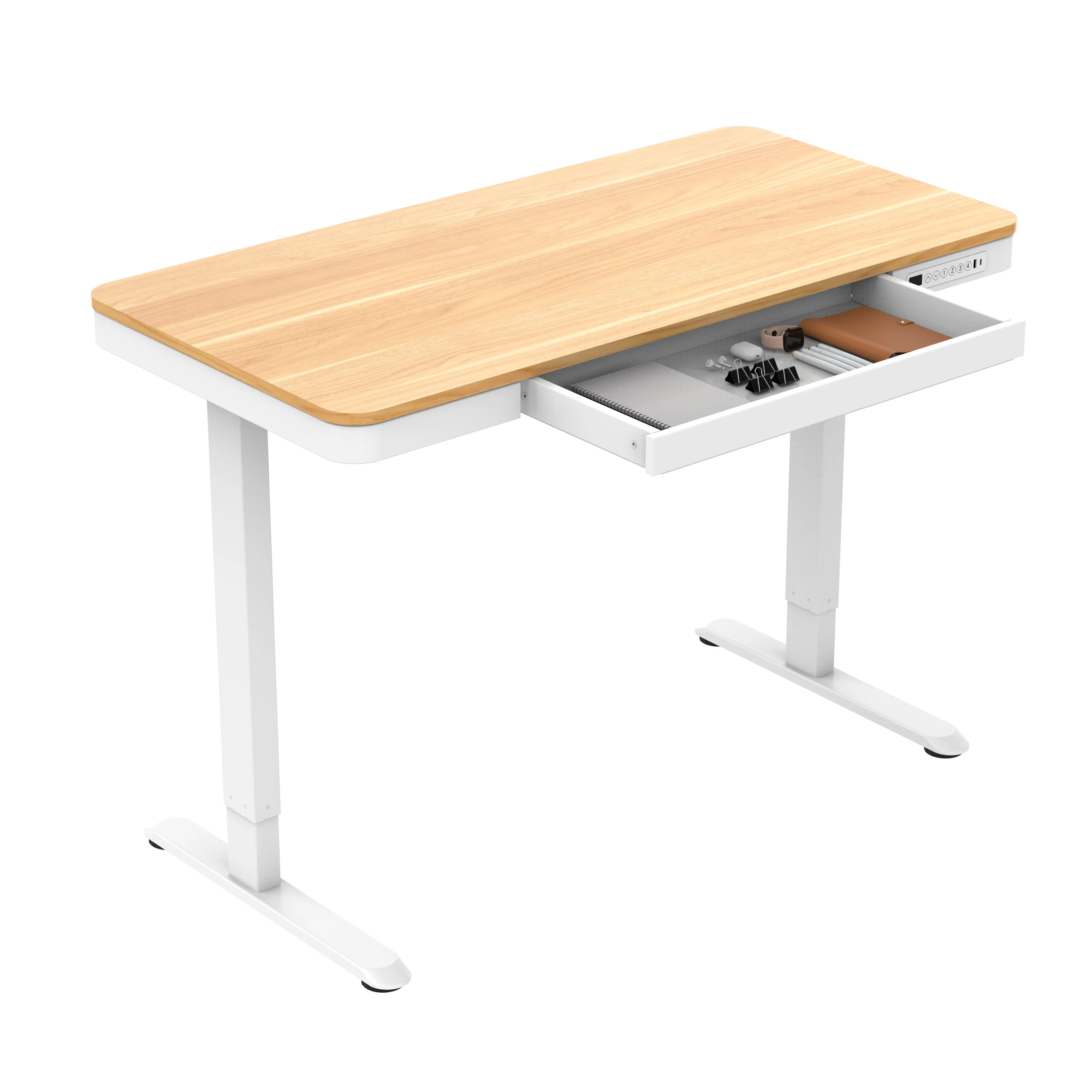 ET156W-C экономичный одномоторный регулируемый по высоте настольный стол с USB-зарядкой и выдвижным ящиком для домашнего офиса