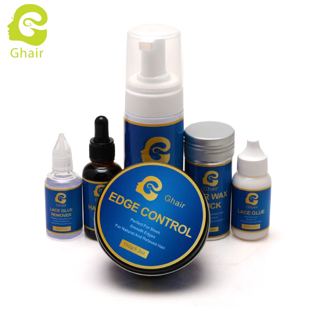 
Free shipping Custom Logo wig Kit set Hair glue lace glue remover edge control styling mousse,hair wax stick, oil brush 