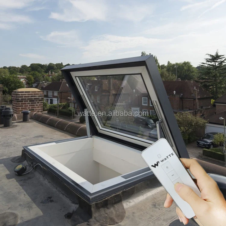Modern Design Ventilation Daylighting Lift Up Rooflight Aluminum Glass Roofing Top Window Skylight Flat Roof Skylight