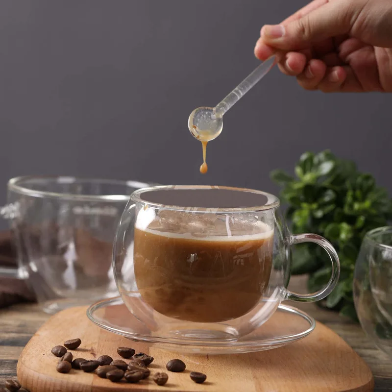 Стеклянные кофейные кружки с двойными стенками чашки бокалы для эспрессо или чая изолированные питья | Горячие и холодные напитки