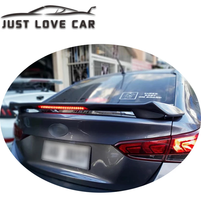 Спойлер JUSTLOVECAR со светодиодной подсветкой для 2019 2020 2021 2022 HYUNDAI ACCENT VERNA ABS спойлер задней крышки багажника автомобиля