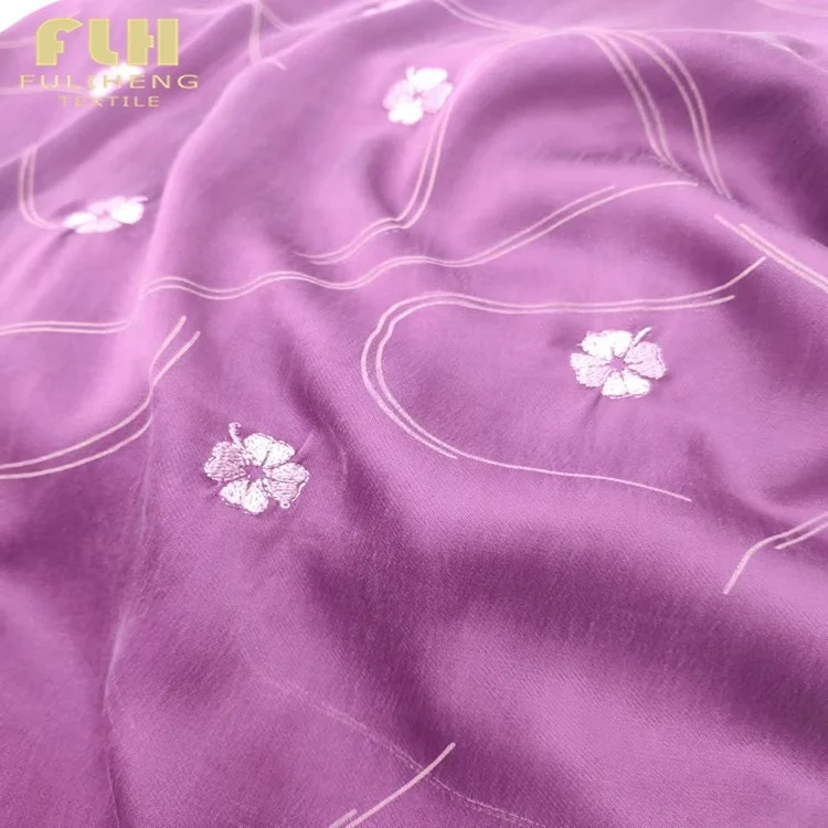58% Cupro 42% Cotton Hot selling design High quality embroidery fabric Customized color by direct manufacturer