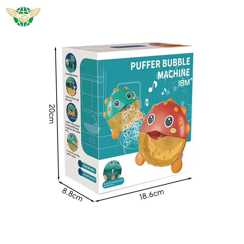 Hot Products Summer Baby Puffer Fish Bathroom Machine Blower Bubble Bathing Water Kids Gift Bath Toy