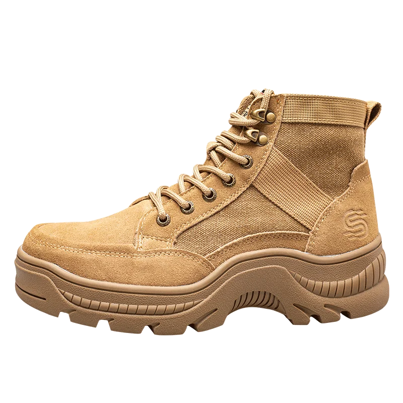Cow Leather Work Boots Anti-smash Canvas Men Functional Boots Safety Shoes