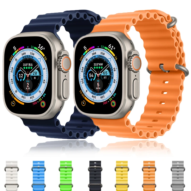 Силиконовый ремешок для Apple watch band Ultra браслет iWatch Series 7 8 6 5 se 49 мм 45 44 40 41