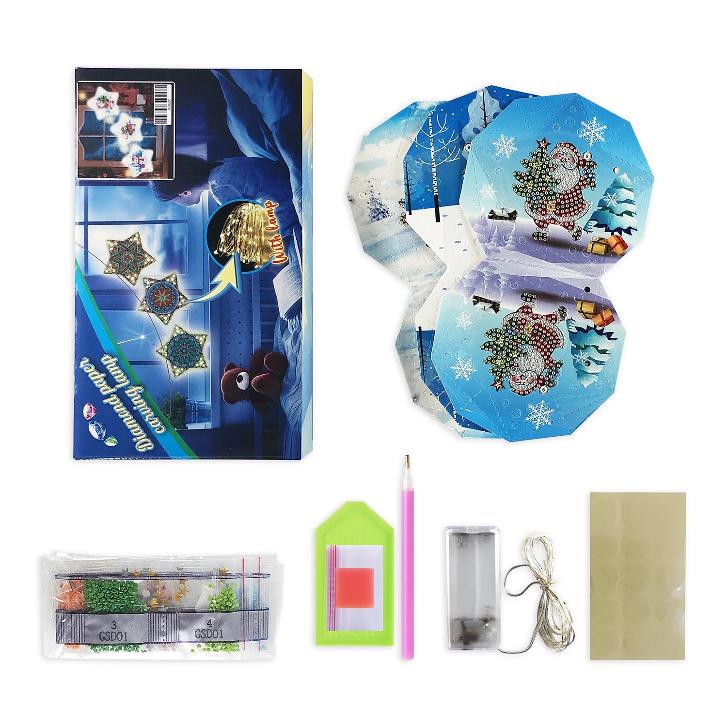 New Diy Diamond Painting 5D Star Paper Card Lamp Paste Diamond Christmas Paste Diamond Pendant Lamp