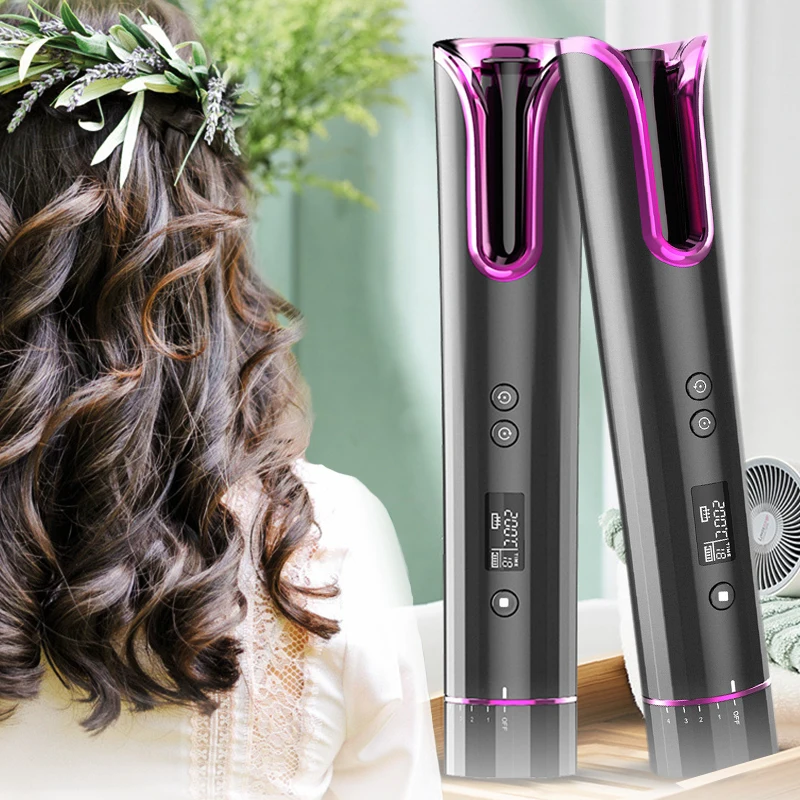 
Customizable OEM Portable Cordless Hair Curler USB Rechargeable Electric Mini Ceramic Wireless Curling Iron auto hair curlers 