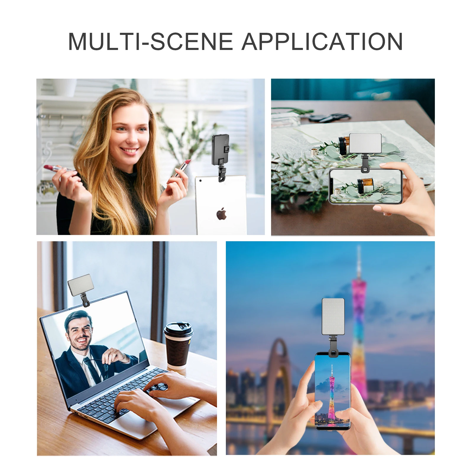 12w Rechargeable Smartphone Cute Phone Clip Led Fill Light Portable Live Streaming Makeup Webcam Lighting Zoom Call Clip Light