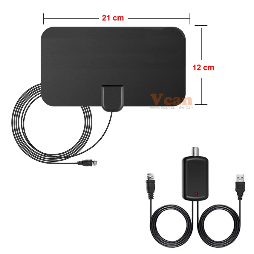 Flat HD Digital Indoor TV Antenna with Amplifier 100 Miles Support 1080P 4K HD TV