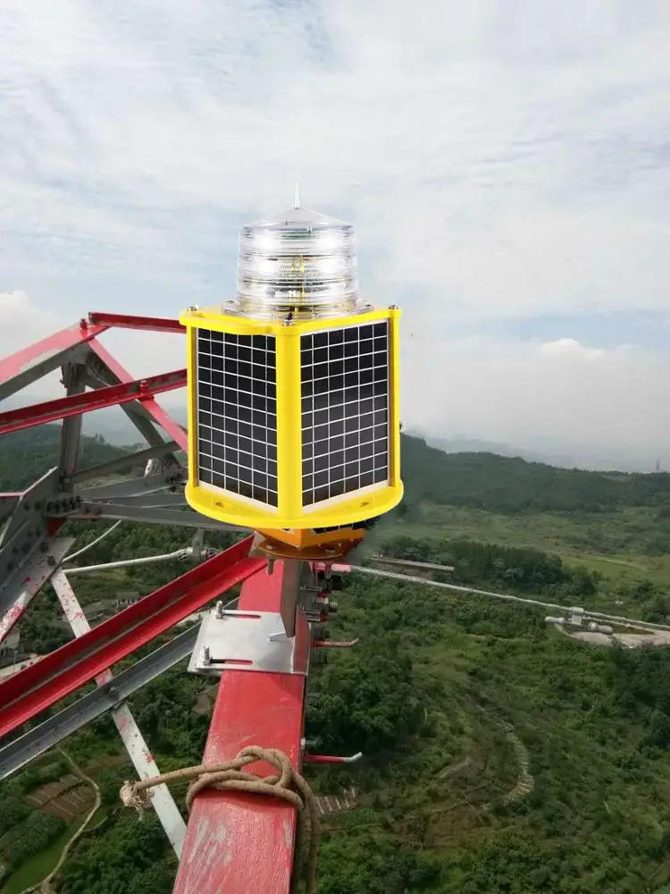 Aviation Obstruction Lamp Red Flash Warning Light Medium Intensity Lighting Telecom Tower Skyscraper Solar