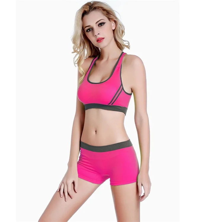 
Wholesale women cross halter sport bra seamless gym running sports shorts and bra set 