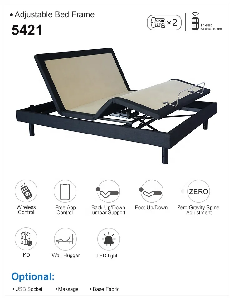 
Free Design 5421 remote control electric adjustable beds size queen 