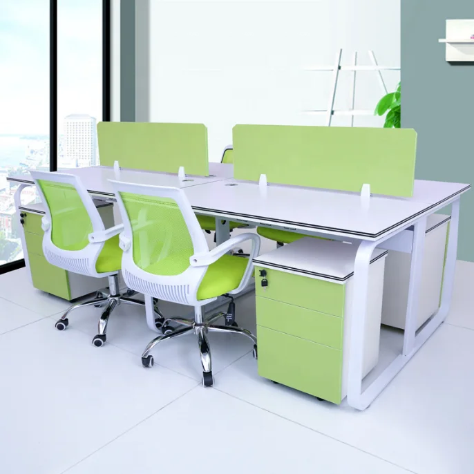 Modern panel wooden customized with drawer glass 4 6 2 people seater partition staff furniture color office workstation desk
