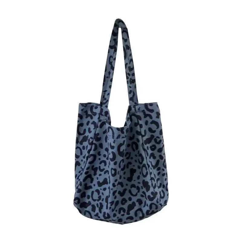 Personalized fashionable versatile leopard print bag casual outdoor handheld shoulder bag large capacity canvas bag