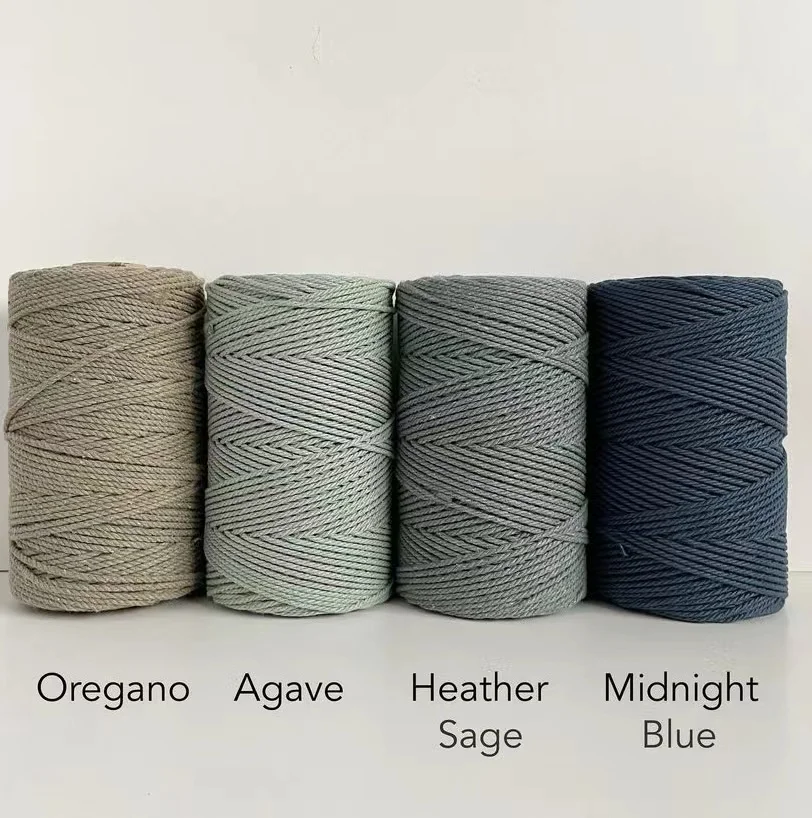 Recycled Natural Twisted Color Macrame Cotton Rope 3mm 4mm Cotton Makramee cord