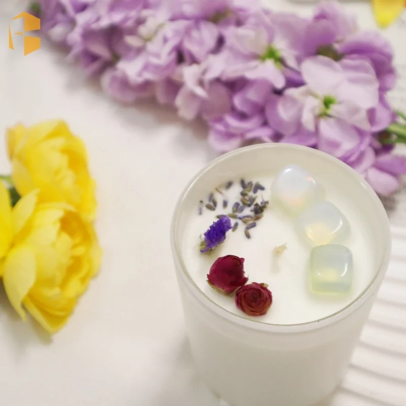 2024 Aromatic Candles Wholesale Natural Crystal Raw Stone Fragrance Oil Soy Wax Scented Candle