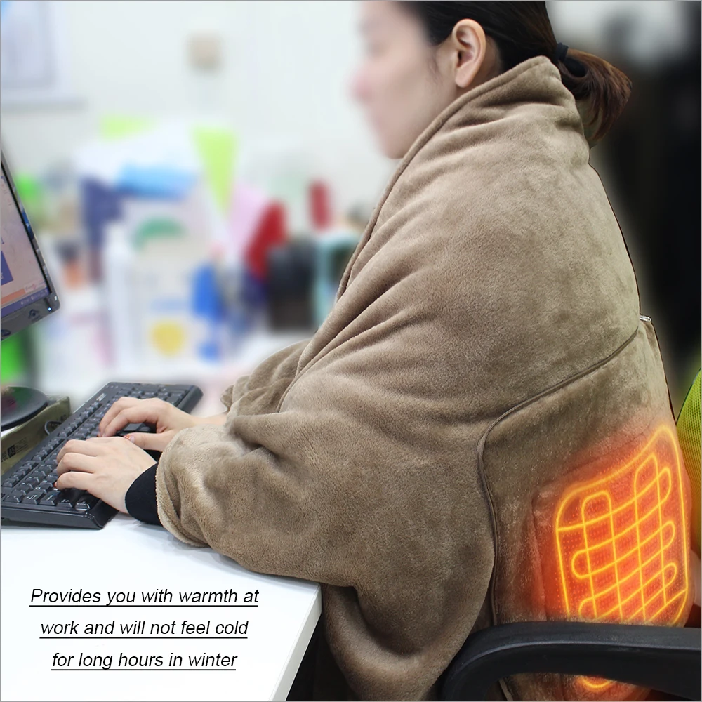 Одеяло с подогревом USB 3 настройками тепла фланелевая электрическая накидка моющаяся защита от перегрева для домашнего использования
