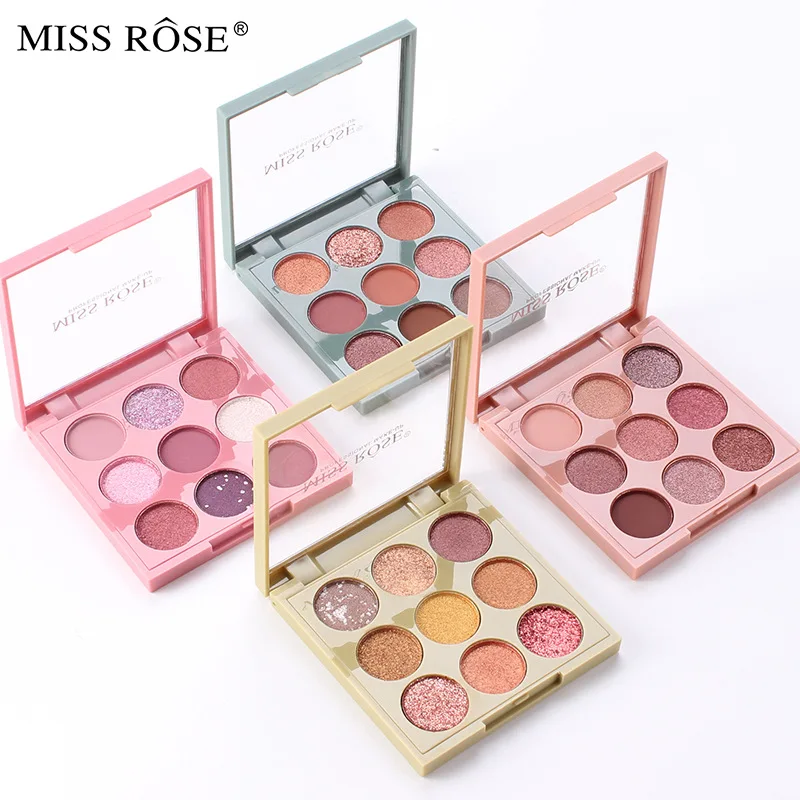 
MISS ROSE Four Color Eyeshadow Palette Internet Celebrity Live Stream Supply Small Kit Portable Shimmer Matte Lazy Eyeshadow 