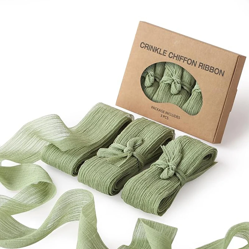 Шалфей зеленая лента из шифона 1 1/2 дюймов Тюлевое полотно ручной работы шелковая чистая шифоновая оптом