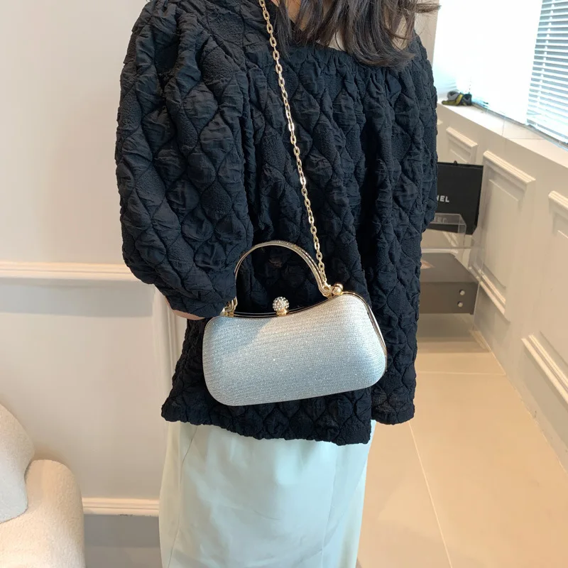 Wholesale Clutch Purses Fashion Sequin Clutches Wedding Evening Purse Dinner Party Bag Gold Chain Prom Evening Bags Sling Bags