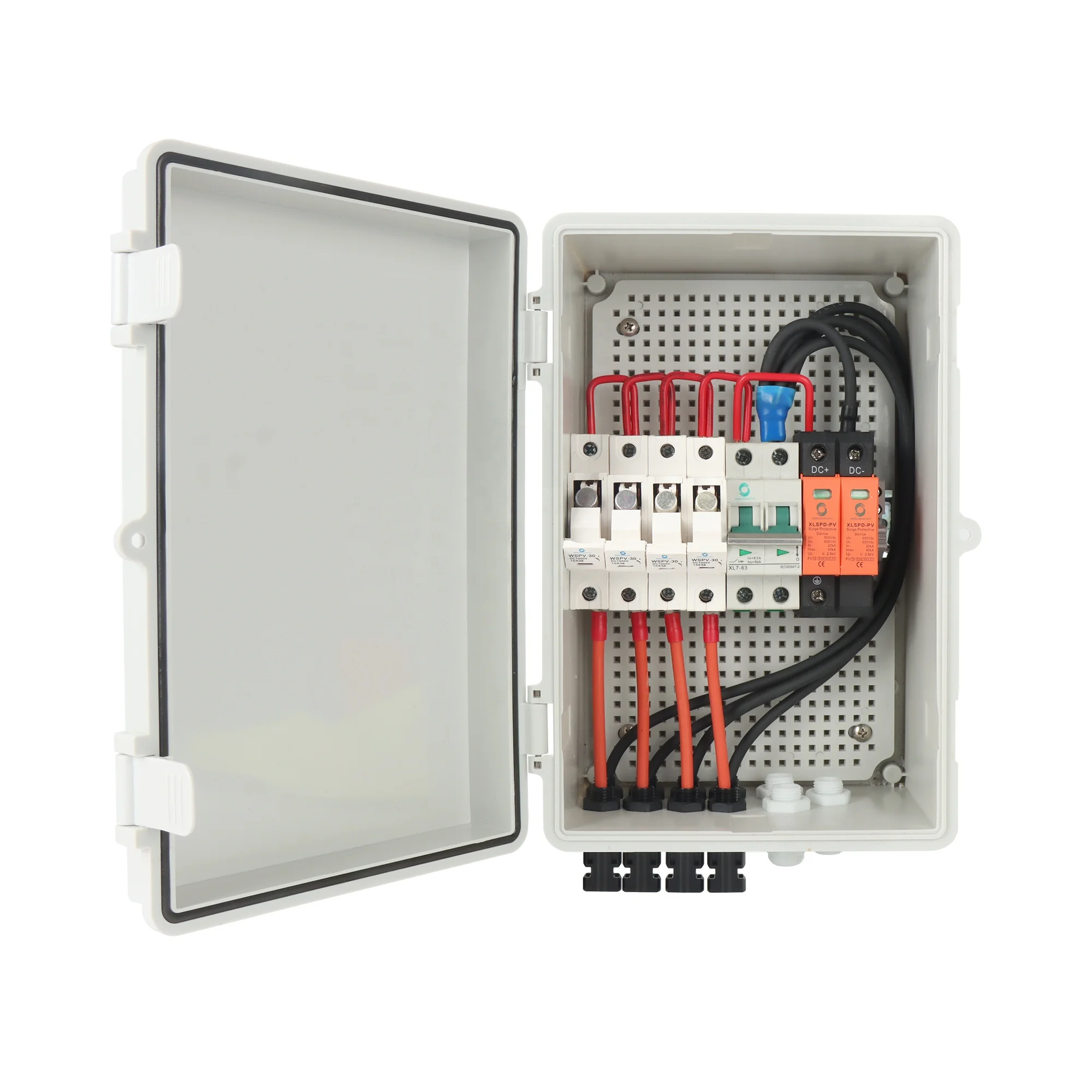 WSDB-PV2/1 IP65 2 IN 1 OUT 1 Strings Array 16A 500V DC Solar PV Combiner Box for solar system