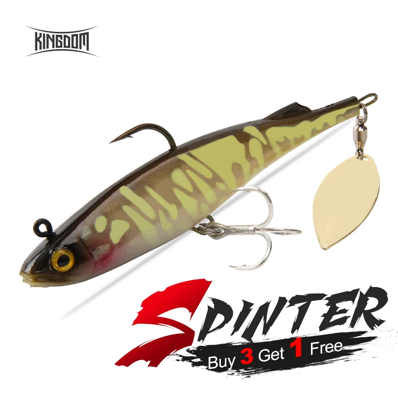 Kingdom SPINTER 2021 Fishing Lures 140mm 170mm 210mm Big Soft Swim Baits With Spoon on Tail Sinking Action 3D Printing Soft Lure
