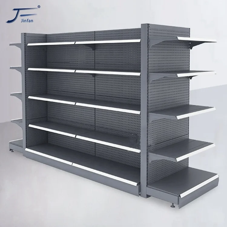 Customized metal supermarket  Small Grocery Shelves Metal Store Gondola Shelves Metal Shelving