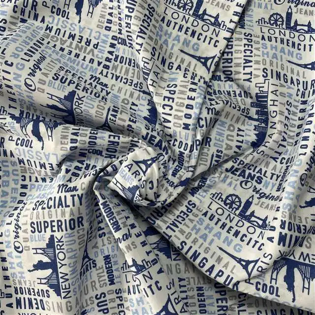 Custom-designed anti-wrinkle 100% polyester pigment printed fabric with letter and word pattern