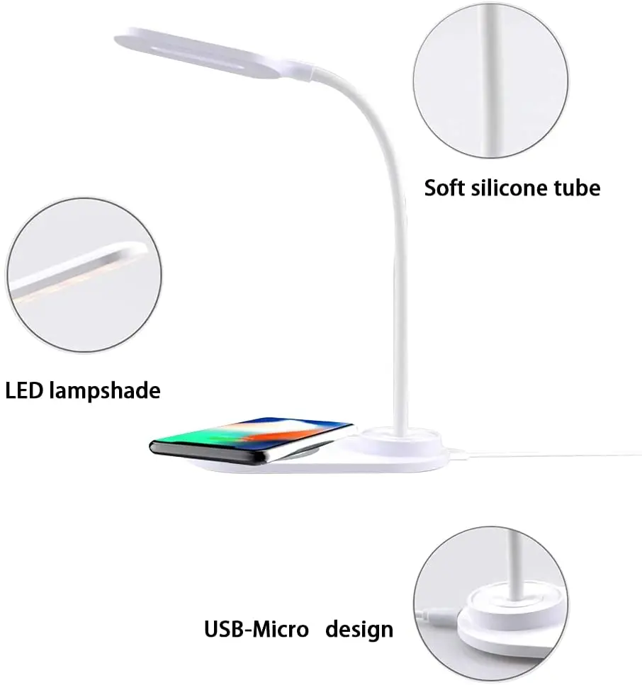 2 in 1 Led Table lamp with 10W Wireless Charger Table lamp led touch Led table lamp with usb port