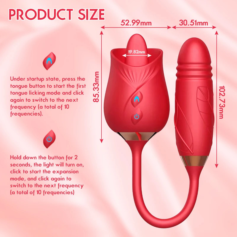 2022 new arrivals 10 speed licking modes tongue vibration clitoris g-spot nipple sucking rose vibration sex toys