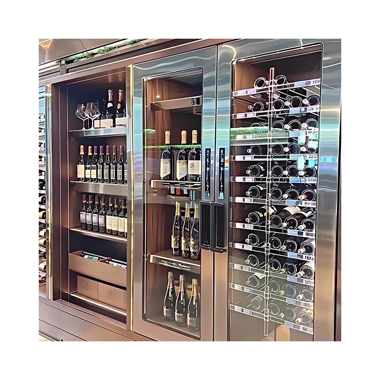 Custom made  Modern Wood Living Room Furniture metal cabinet shelves wine cooler refrigerator wine shelf cabinet