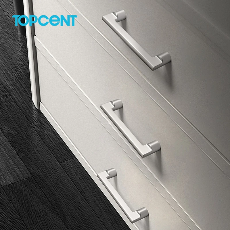 Topcent Zinc Alloy Black Gold Fashion Kitchen Cabinet Handles Solid Drawer Knobs