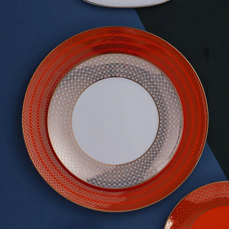 Yellow color decal bone china plates design restaurant dining plate durable porcelain plate & dish
