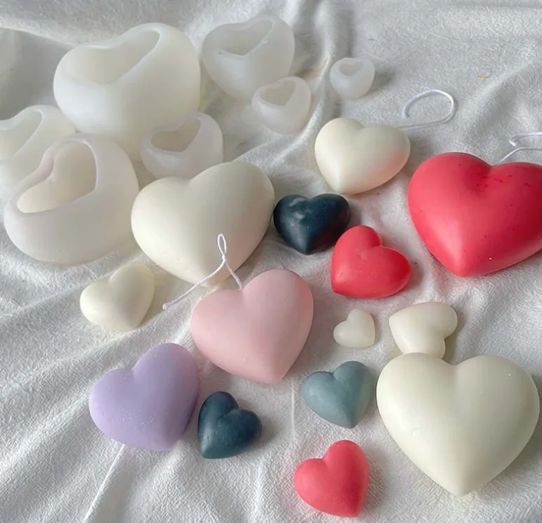 Love heart shaped chocolate silicone mold Aromatherapy candle grinding cake mousse pastry baking