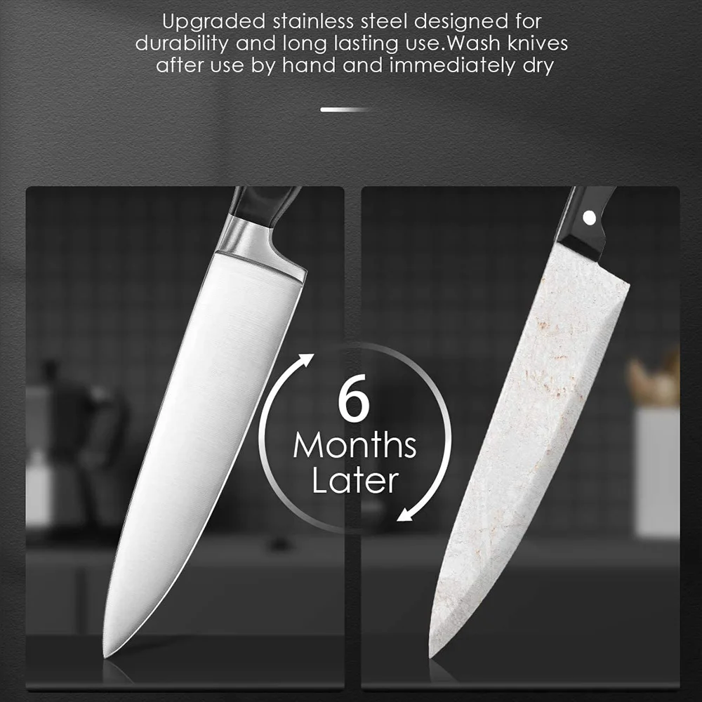 Professional Custom Stainless steel Kitchen knife set for Chef carving cooking knives Super Sharp with wooden block