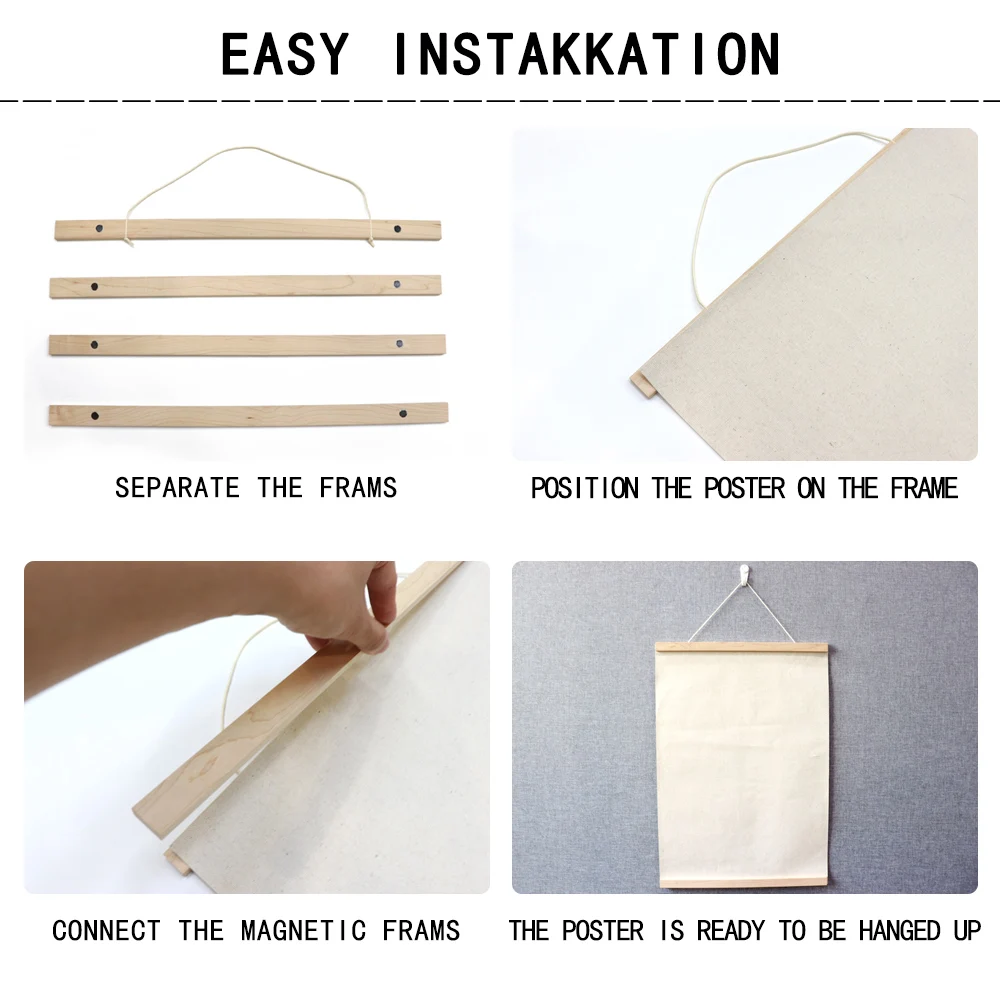 Honfar Design Picture Wooden Artwork Magnetic Photo For Wall Decor Poster Frame Hanger