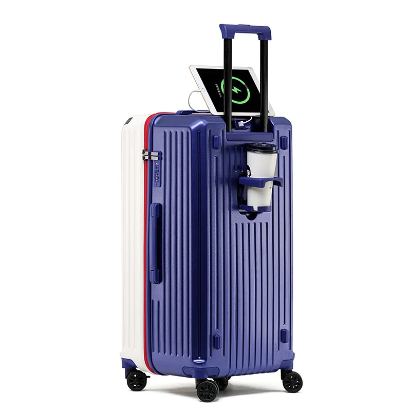 Custom logo 20/24/26/28/30/34 inch Extra large capacity Travel Trolley suitcases luggage with usb port and cup holder
