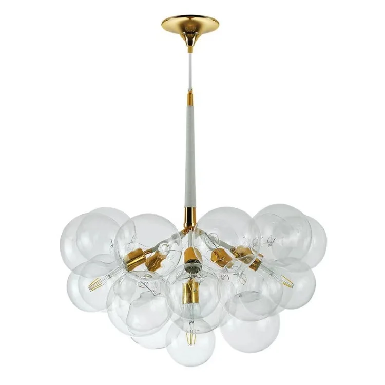 European modern simple glass lamp bubble ball chandelier designer model room living room light luxury decoration magic bean