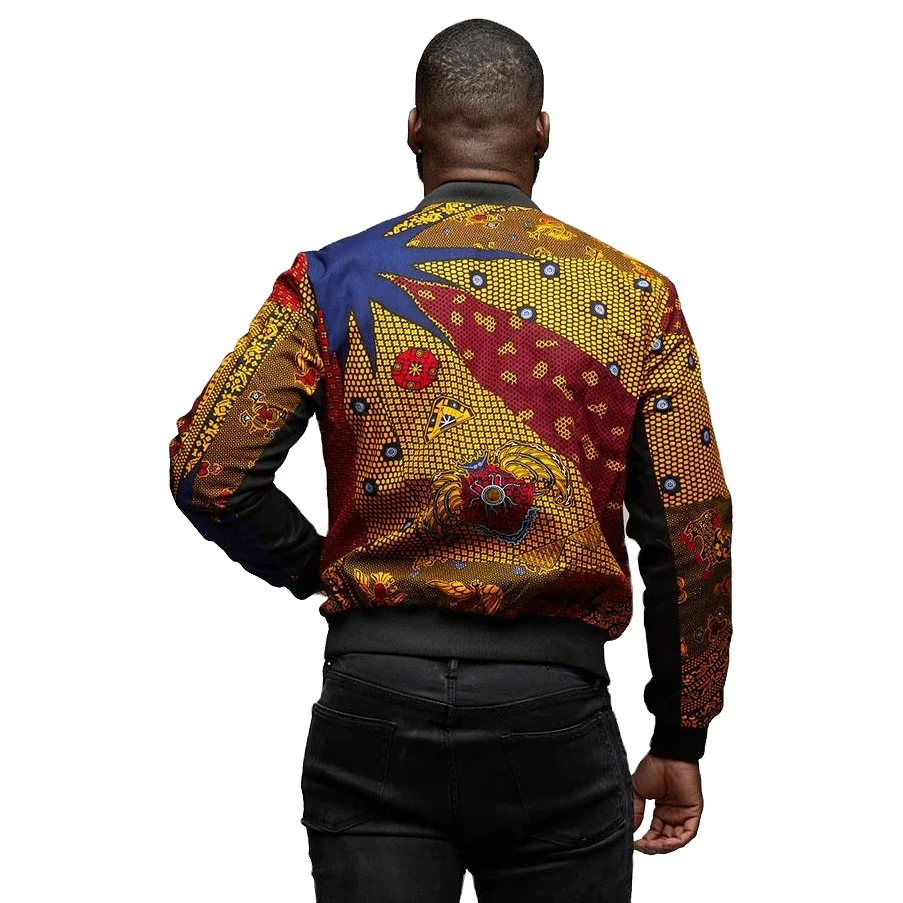 Мужская куртка-бомбер с принтом в африканском стиле