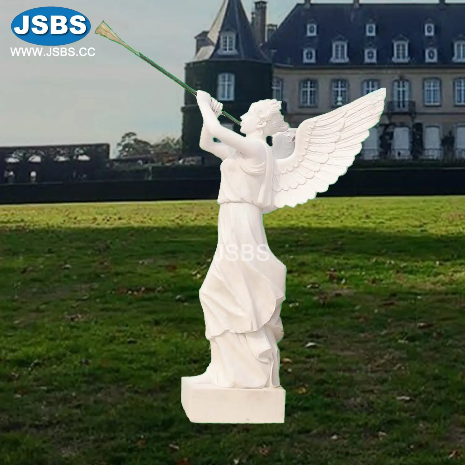 Wholesale Custom Designed Stone Carved White Marble Guardian Angel Sculpture