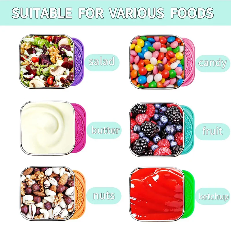 Оптовая продажа 6 унций детский контейнер для хранения пищевых продуктов из нержавеющей стали с силиконовой крышкой салата конфеты масло