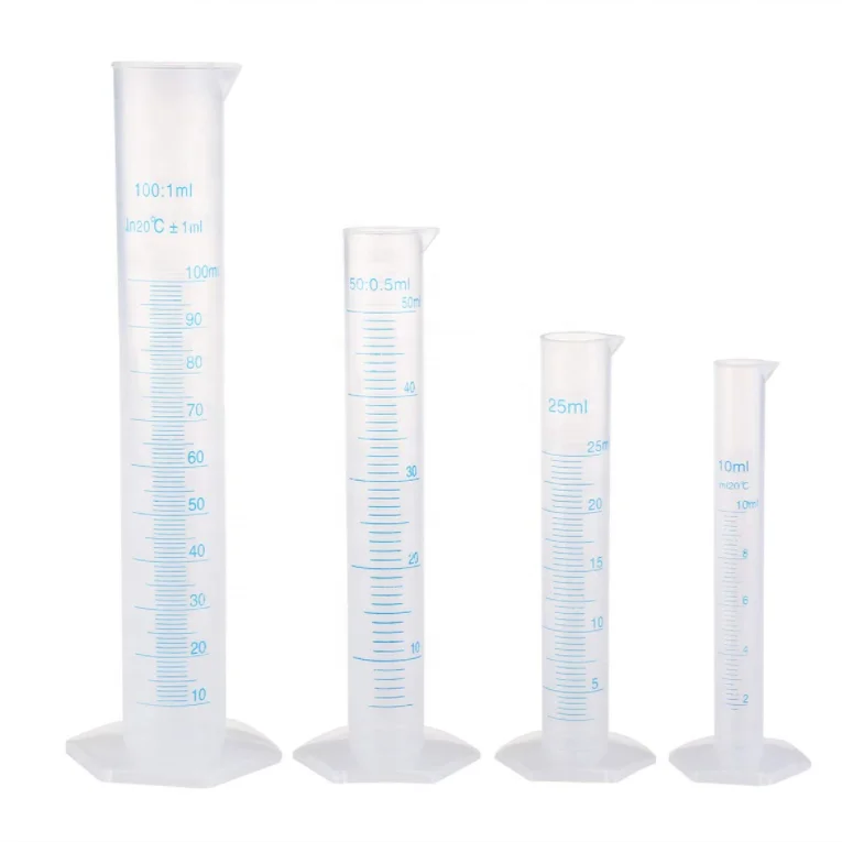 Laboratory Supply Plastic Graduated Hexagonal Base Measuring Cylinder With Spout