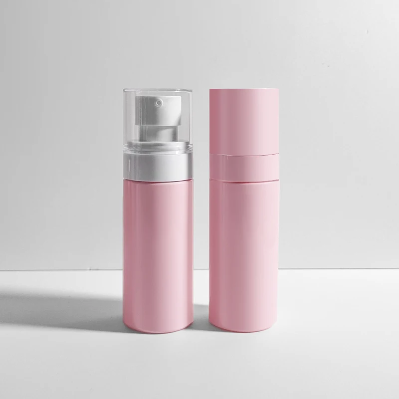 wholesale 60m 80ml 100ml airless pump bottle spray bottle cute packaging pump bottle with pink pump and lid