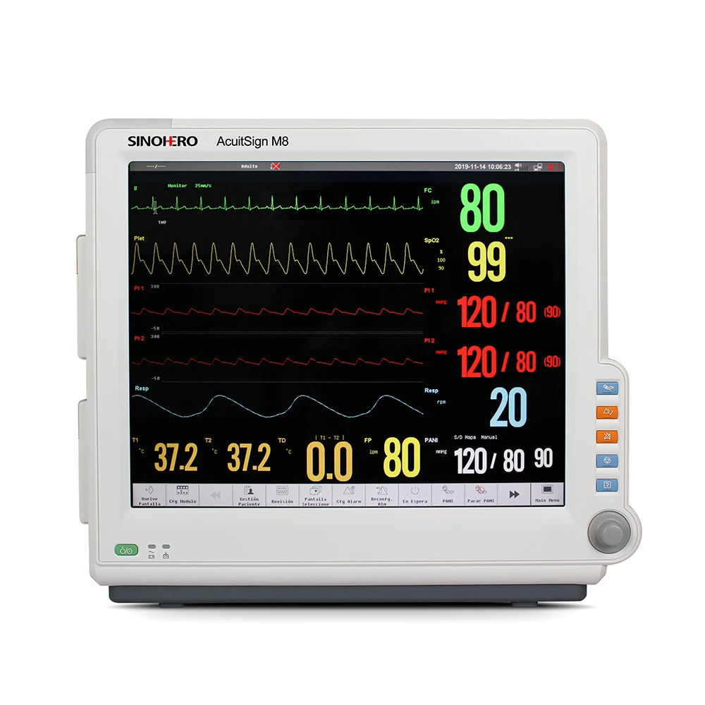 Hospital Ambulance High Resolution 17 inch Full Touch Screen Hospital ICU CCU Multi parameter Portable Patient Monitor