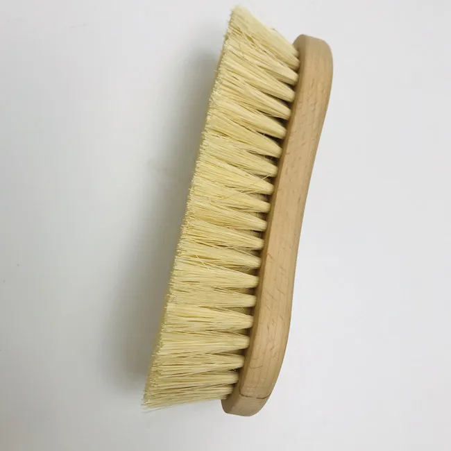 Heavy Duty Peanut Shaped Hand-Held Stiff Bristle Scrub Brush with Wood Body