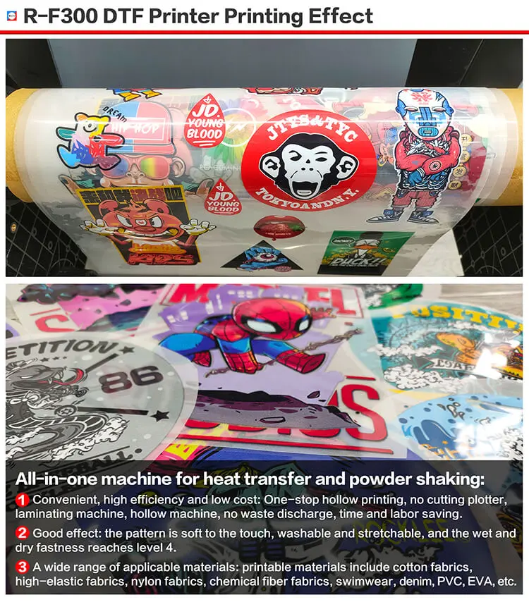 Hot selling RECAI 30cm Textile CMYK White Lc Lm Ink DTF Transfer Printer for T shirt Hat Shoes