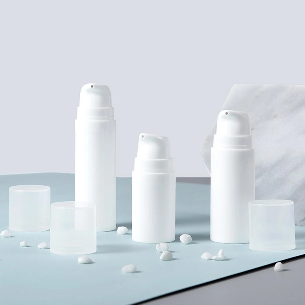 Mini Sample bottle PP plastic white 5ml airless cosmetic pump bottle for lotion serum